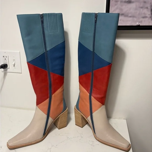 Jeffrey Campbell  Patchwork Knee-High Boots 9 - Picture 4 of 9